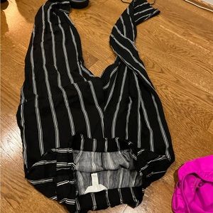 h&m black and white striped pants with belt european size 34
